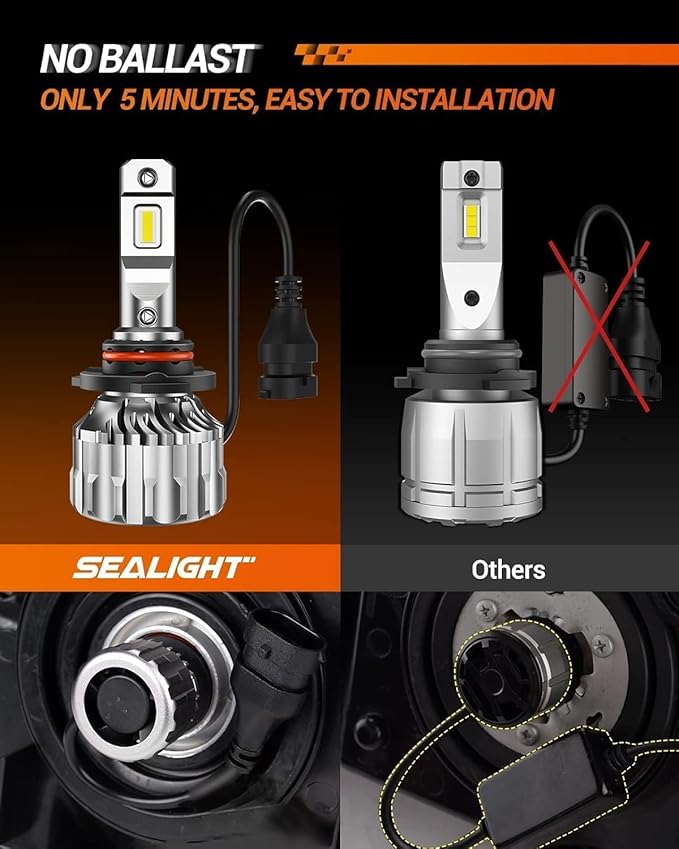 SEALIGHT 9005 9006 Fog Light Bulbs, 92,000LM Super Bright HB3 HB4 Bulbs Combo, 60000h Lifespan Life, Plug and Play, Pack of 4