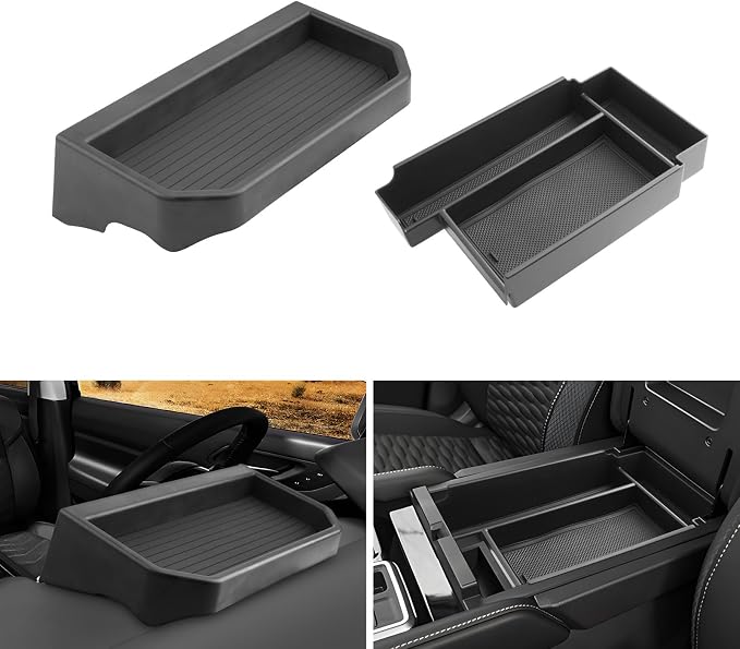 LUWU for 2025 Pathfinder Center Console Tray Set 2022 2023 2024 2025 Nissan Pathfinder SL/Platinum/Rock Creek Accessories Dashboard Storage Tray Armrest Console Organizer 2-Pack