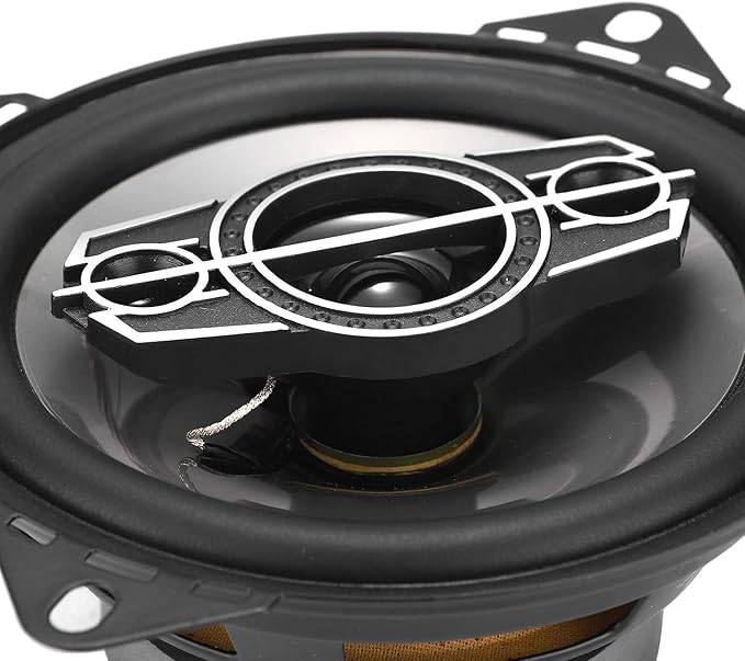 4" 4-Way Coaxial Car Audio Speakers, 220W Max, 4 Ohm, W/PEI Dome Tweeters, Compact for Front or Rear Doors (Pair)