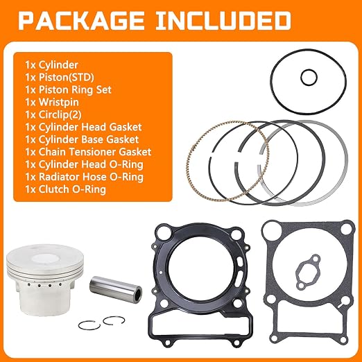 Cylinder Piston Gasket Top End Kit 84.5mm Compatible with Yamaha Kodiak 400 2007-2008 Grizzly 400 YFM 400 2000-2006 After-Market Parts