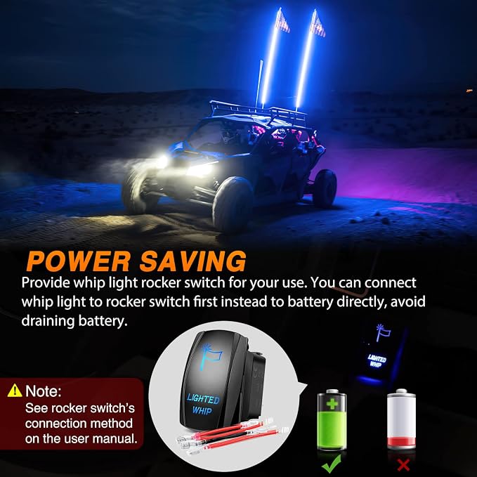 Nilight 2PCS 5FT Spiral RGB Led Whip Light w/RGB Chasing Modes RF Remote Control Lighted Antenna for Can-am ATV UTV RZR Polaris Dune Buggy 4 Wheeler Offroad Jeep Truck