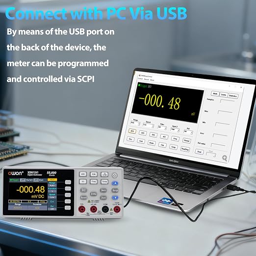 OWON XDM1241 Bench Digital Multimeter, True RMS Desktop Meter for Workbench, Lab, and Electronics Testing, Data Logging, Dual Display, SCPI