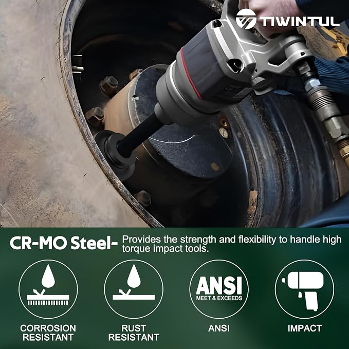 2-3/16'' Impact Socket 1" Drive, Deep 6 Point Large Impact Socket, CR-MO Weighted Big Socket, Heavy Duty 1 Inch Socket for Semi Truck, Hydraulic Cylinder, Oil Rig & Rail Equipment