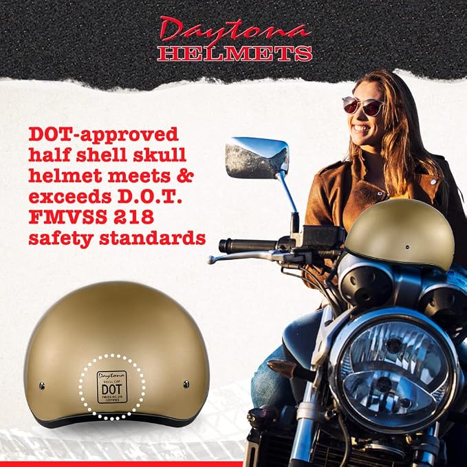 Motorcycle Helmet Half Skull Cap - Lightweight & Stylish DOT Approved Helmets for Adults - Perfect for Men and Women Riders - Comfortable & Secure Fit- Stylish Protection for Everyday Riding