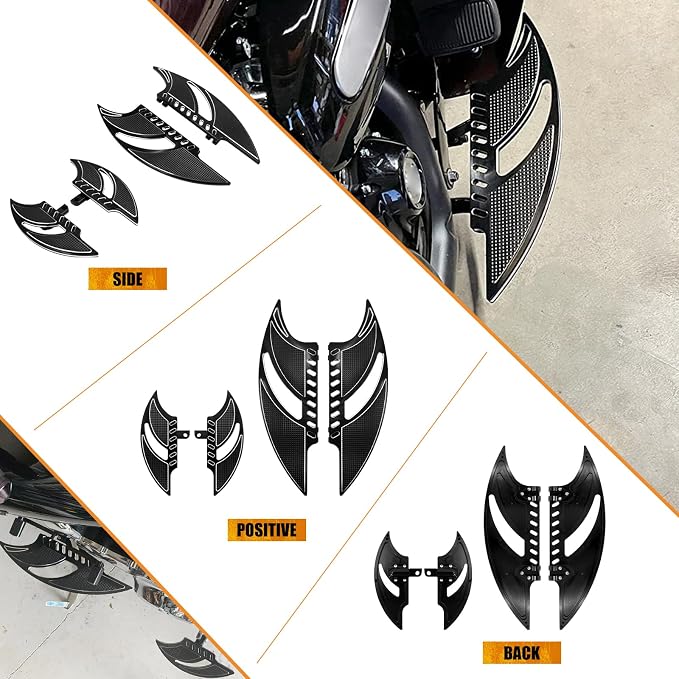 Motorcycle Floorboards Set Driver Passenger Footboards Front Rear Foot Pegs Fit For Harley Touring Road Glide Electra Glide Street Glide Softail Dyna (Black)