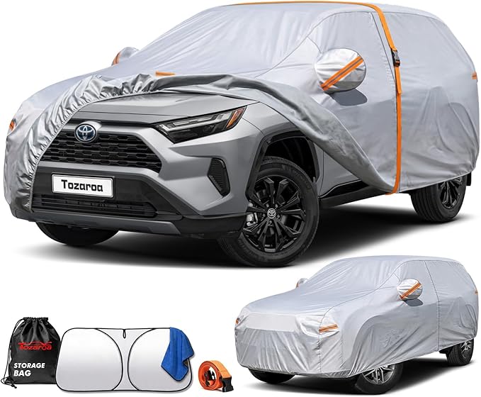Car Cover Waterproof All-Weather,Heavy-Duty Outdoor Full Exterior Automobiles SUV(Length 182-190 inch) with Windshield Sun Shade Universal Fit Toyota RAV4,CRV,Model Y,Q5,Equinox,Rogue etc