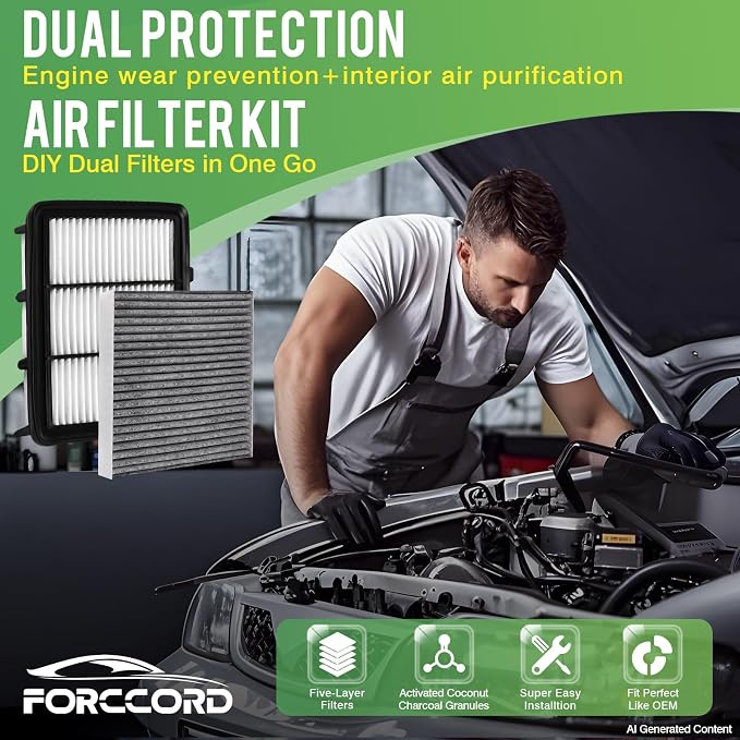 Engine & Cabin Air Filter Fit for 2018-2022 Honda Accord 1.5L Gas Activated Carbon Cabin Filter Replacement CF10134 CA12290 Car Accessories