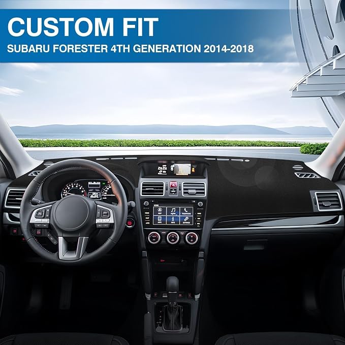 KUST Black Dash Cover for Subaru Forester 2014-2017 2018 Left Hand Driving Non-Slip Dashboard Cover Polyester Center Console Dash Cover Interior Accessories for Forester Custom Fit Dash Mat