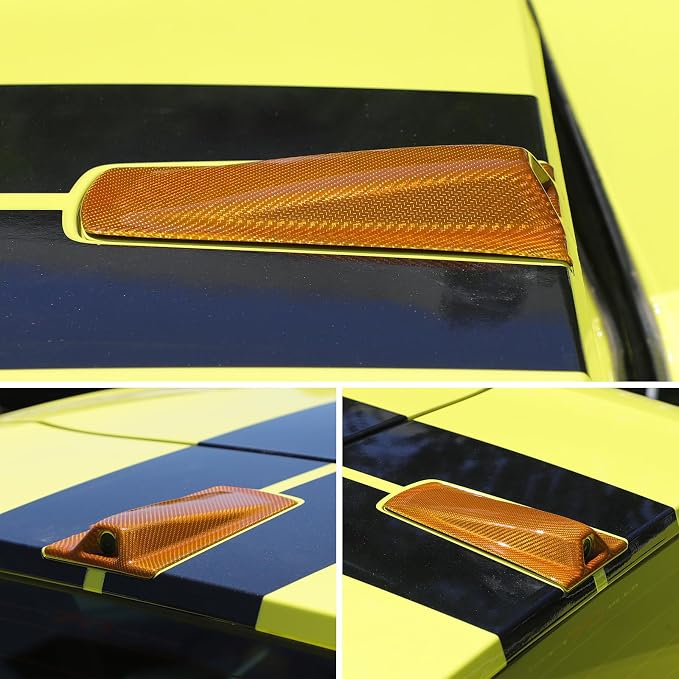 Roof Top Backup Cameras Cover Trim Compatible with C8 Corvette Convertible Z06 Z51 2020-2023 Real Carbon Fiber 1PCS Reversing Camera Protection Cover Trim Accessories (Yellow Carbon)
