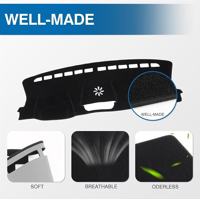 KUST Black Dash Cover for Ford Ranger 2024 2025 2026 (XLz, XLT, Lariat) Polyester Dashboard Cover Non-Slip Interior Accessories for Ranger Custom Fit Dash Mat Sunshade Windshield No Glare