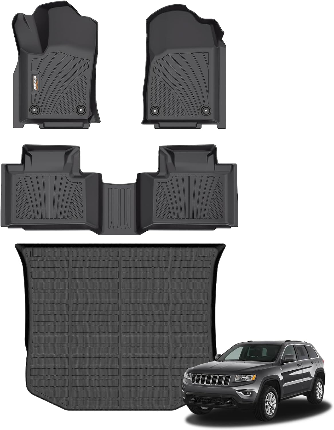 Binmotor-Floor Mats & Cargo Liner for Jeep Grand Cherokee 2016-2021 (Non L) & 2022 Grand Cherokee WK丨All Weather Car Mat Grand Cherokee Accessories Cargo Mat Floor Liners Trunk Liner