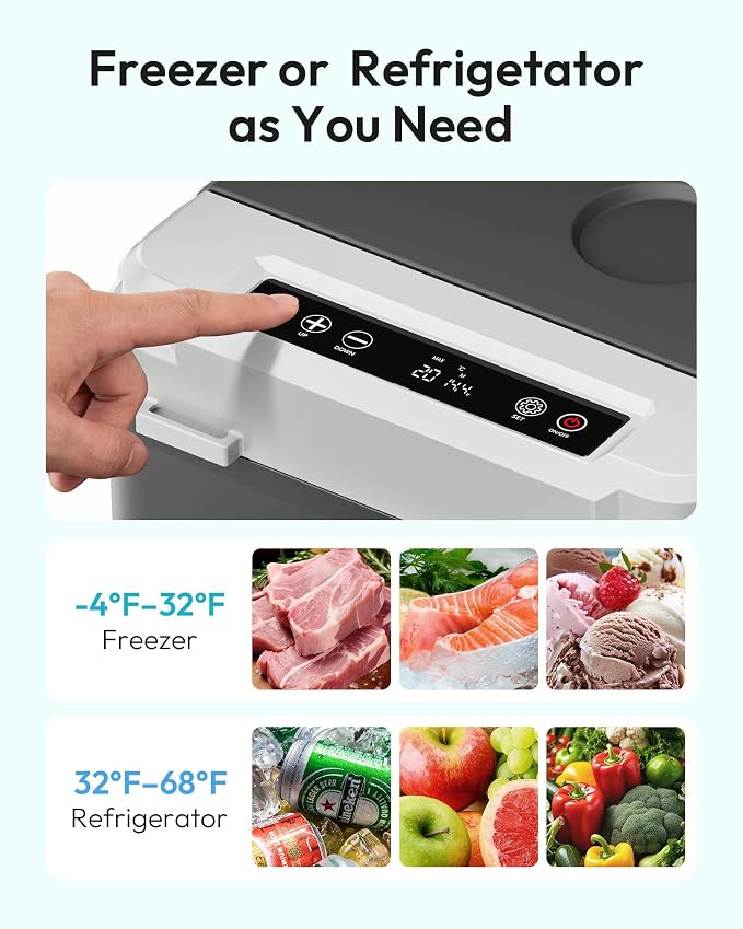 EUHOMY 12 Volt Refrigerator, 17 Quart (15L) Compressor Electric Cooler APP Control, Car Fridge 12/24V DC & 120-240V AC, Car Refrigerator -4℉~68℉, Portable Freezer for RV, Travel, Camping