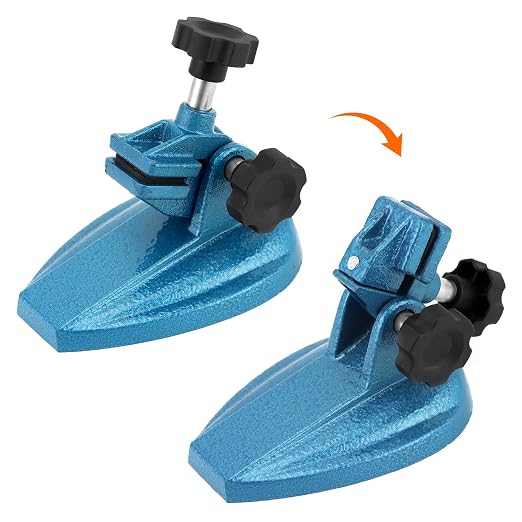 QWORK Micrometer Stand with Double Non-Slip Clamping Pad, 2 Pack Painted Cast Iron Base Micrometer Stand for Micrometers Up to 4"