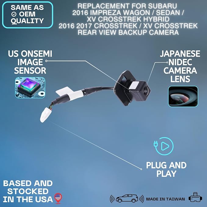 Backup Camera Replaces for 2016 SUBARU IMPREZA WAGON/SEDAN/XV CROSSTREK HYBRID | 2016 2017 CROSSTREK/XV CROSSTREK OE Part # 86267FJ500
