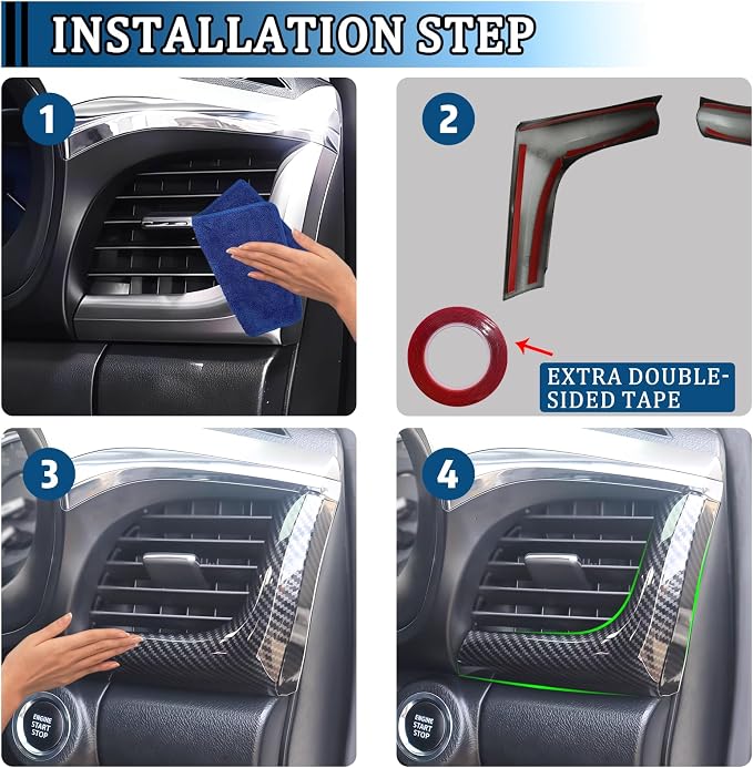 Car Front Side Air Condition Vent Outlet Cover for Toyota Hilux 2016-2025 Interior Decoration Accessory (Imitation Carbon Fiber Pattern)