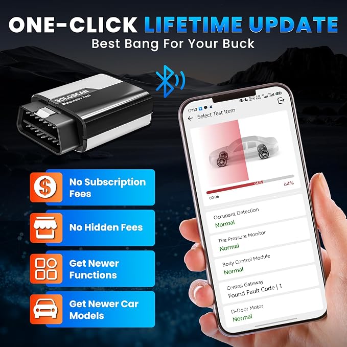 OBD2 Scanner Bluetooth for Toyota & Lexus, KINGBOLEN SOLOSCAN Bidirectional Full System Diagnostic Tool with Reset Services & Active Tests, Lifetime Updates, iOS & Android App Required, AutoVin