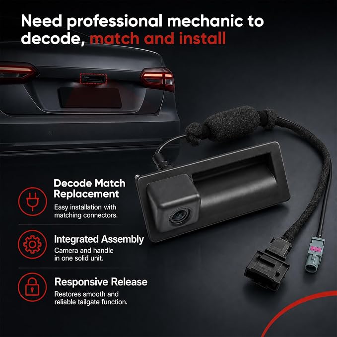 Rear Trunk Release Handle Backup View Camera Replacement for Audi A4 Allroad A5 S5 Coupe A6 S6 Avant Quattro A7 Q3 Q5 RS5 RS7 5N0827566AA