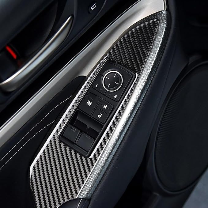 Soft Carbon Fiber Car Interior Window Lift 2/Piece Decorative Sticker for Lexus RC300 350 200T 15-24 Carbon Fiber Interior Accessories