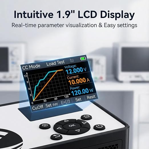 EL15 DC Electronic Load, 150W 60V 12A Programmable Constant Current Load Tester Compatible with Battery Capacity Testing & Power Supply R&D