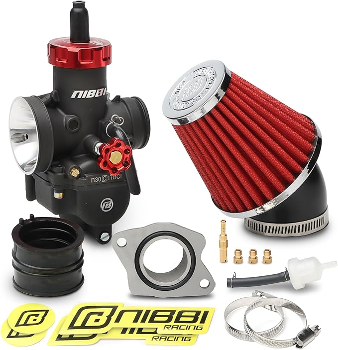 NIBBI PE30 Carburetot for Hawk 250 Dirt Bike, with Air Filter Intake Manifold Connector, Hawk250 Carb upgrade Performance Enhancement