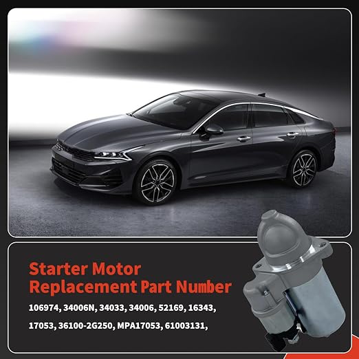 12V Starter Motor 36100-2G250 Compatible with Kia Optima& Sorento 2016-2020, Hyundai Santa Fe Sport 2017-2018, Sonata 2015-2019, Tucson 2010-2015 Replace# 361002G250 106974