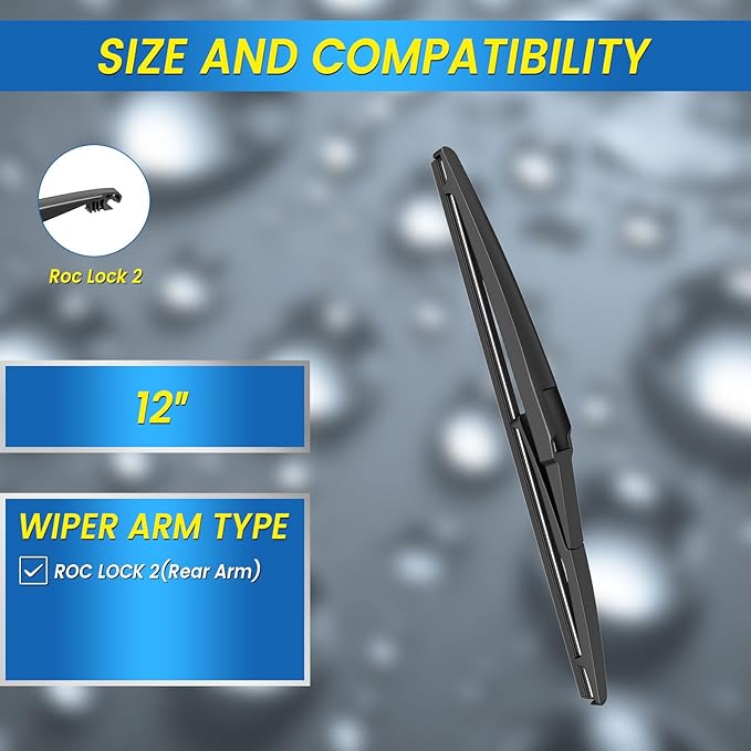 Gavimnal® 12" Rear Windshield Wiper Blade Replacement for Toyota Rav4 2006-2012/2019-2023,Premium All-Season Rear Wiper Blades For My Car