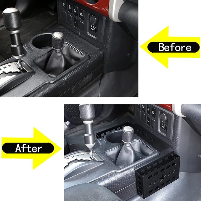 Aunginsy Center Console Gear Storage Box Basket Fit Toyot@a FJ Cruiser 2007-2024 Aluminum Gear Shift Side Storage Baskets Center Console Organizer Tray Armrest Storage Box Basket Interior Accessories