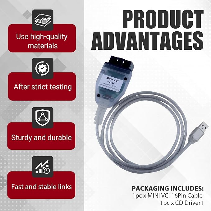 Mini vci j2534 Cable v18.00.008, obd2 Scanner Adapter for gm tech 2, obdlink ex, USB, fixd car Diagnostic Tool, Diagnostic Scanner, j2534 reprogramming Tool Supports Win xp win7 win10