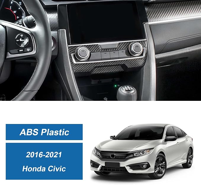 Carbon Fiber Console Center AC Air Switch Panel Cover Compatible with Honda Civic 10th Gen 2016-2021
