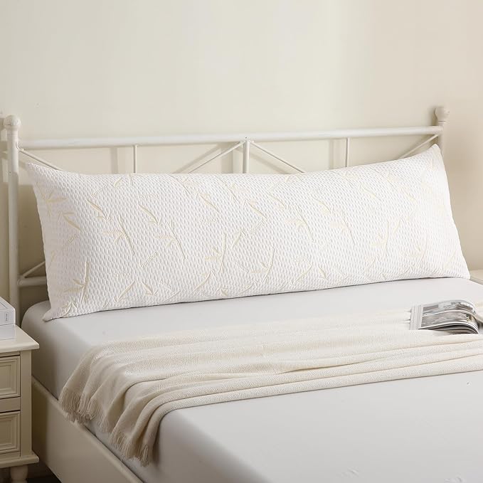 Primesoft Full Body Pillow with Removable Pillowcase for Adults,（Memory Foam Filling）（Long Pillow for Side Sleepers） （Fluffy and Firm）（Adjustable Filling）（20×54 Inch，Gold）