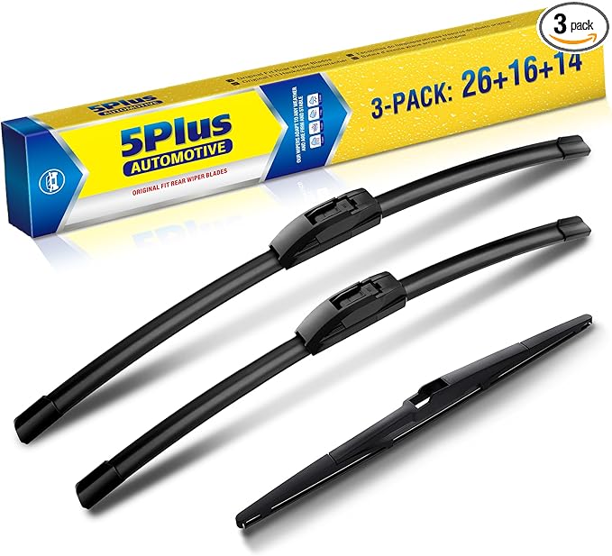 5 PLUS® 26"+16"+14" Windshield Wipers Replacement for Toyota Venza 2024 2023 2022 2021 / Hyundai Tucson 2020-2016 Wiper Blades,Windshield Wiper Blades Original Equipment Replacement (Pack of 3)