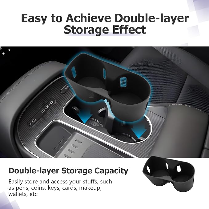 LUWU 2026 Palisade Center Console Cup Holder Compatible with 2026 Palisade SEL/XRT/Limited/Calligraphy Accessories Center Console Silicone Cup Holder Insert(Only for 7-Seat)