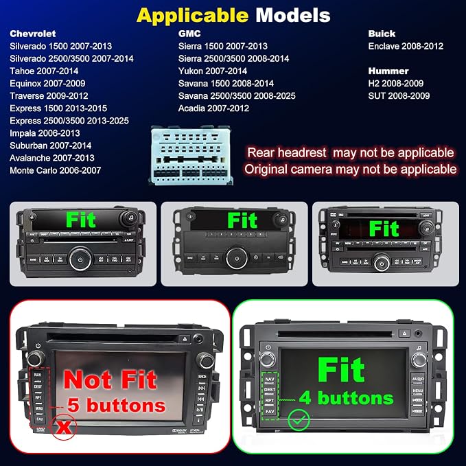 4+64GB 5GWiFi6 Upgrade Car Radio for Chevy Silverado 1500 GMC Sierra 1500 2007-2013, Tahoe Yukon 2007-2014, Equinox Acadia Savana 10" Touch Screen Stereo, Wireless Carplay Android Auto Camera GPS FM