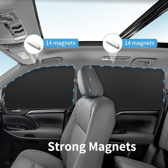 Car Curtains for Side Window - Thick Suede 4 Pcs Privacy Sun Shades Magnetic 100% Block Light Car Window Covers with Cooler Feeling (Ultra-Thick Suede, 4pcs)