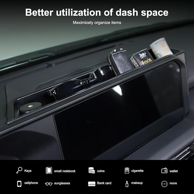 Dashboard Storage Box Compatible with Toyota Land Cruiser 250 Prado LC250 J250 2024 2025 2026, ABS Center Console Organizer Tray Navigation Screen Behind Storage Box
