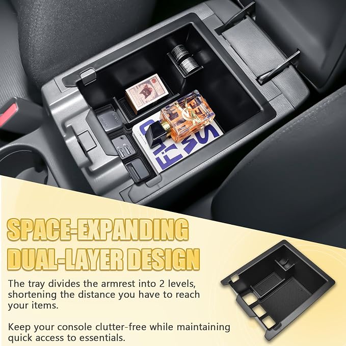Dashboard Organizer & Front Console Divider & Armrest Storage Box Compatible with 2022 2023 2024 2025 Mazda CX-5 Accessories, Center Console Compartment Behind Screen Storage Tray Open Pocket Cover