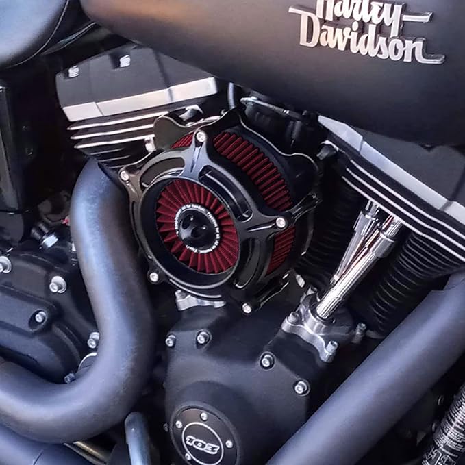 For harley air cleaner filter Sportster Softail Touring street road king glide Dyna for harley davidson air intake filters (OPS Black - Red Filter, C-For Touring 08-16, Softail 16-17)