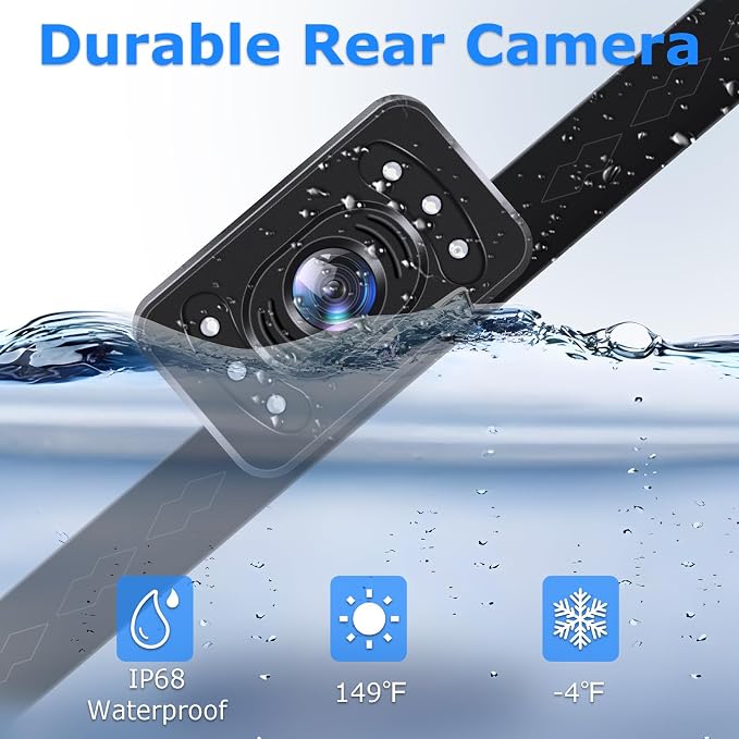 Wireless Backup Camera for Car【6 LED】 5'' AHD 1080P Back up Camera for Cars with Monitor Waterproof License Plate Reverse Camera for Truck Trailer RV Pickup DIY Guide Lines