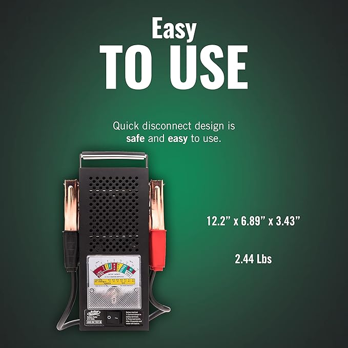 Battery Tender Battery Load Tester 12 Volt at 100 Amps / 6 Volt at 50 Amps Battery Tester - Test Battery Load for 12V or 6V Batteries - Battery Health Checker, Check Starter Motor Draw - 026-0020