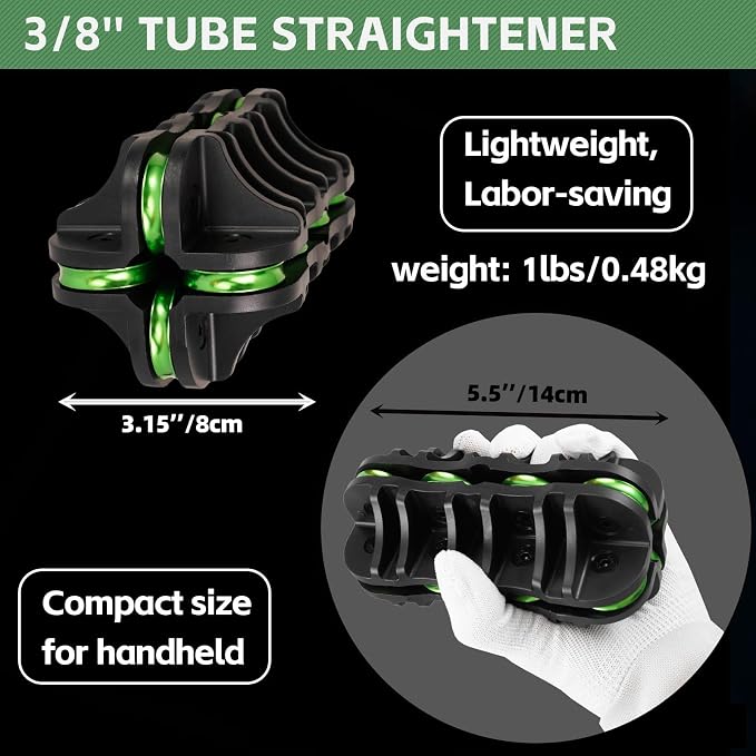 Handheld Tubing Straightener, 3/8 Inch O.D. Tube Straightening Tool for Brake Line Fuel Line Copper/Aluminum/Steel Coils