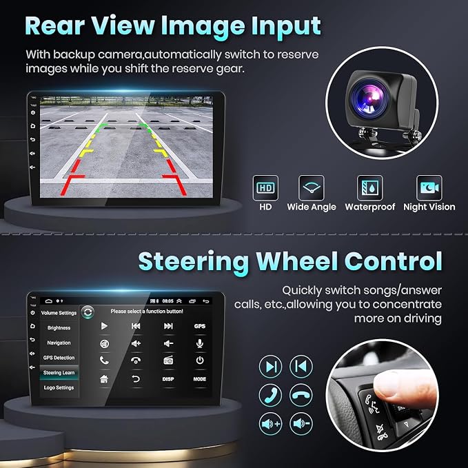 Podofo Radio for Honda Civic 2006 2007 2008 2009 2010 2011 Car Stereo with Wireless CarPlay Android Auto 10.1 Inch 1080P Touchscreen 5G WiFi DSP EQ GPS Bluetooth RDS FM Camera 4Core 64G