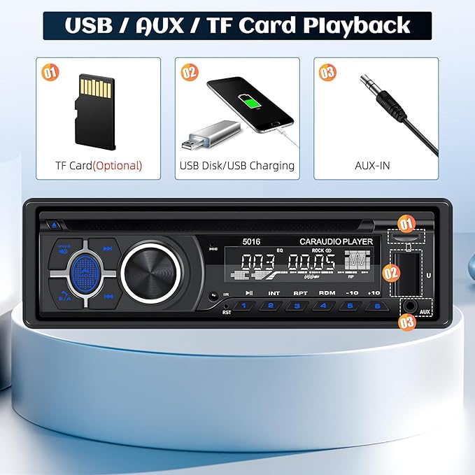 Single Din Car Radio CD Player,Car DVD Player with Bluetooth Hands-Free Calling Car Stereo MP3 Car Player Car Audio Receivers with AM/FM Radio,VCD,DVD,USB/SD Card/AUX-in MP3