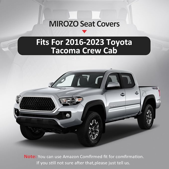 MIROZO Toyota Tacoma Seat Covers Full Set,Leather Car Seat Covers Waterproof Truck Seat Covers Fits for 2016-2023 Toyota Tacoma Crew Cab,Front & Rear Seat Cover Set (Black and Red, Full Set)