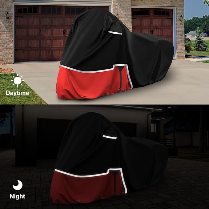Waterproof Motorcycle Cover Replace for Honda Goldwing Without Trunk Models, 420D Oxford Cloth Automatic DCT, GL1800, Valkyrie Tourer Motorcycle Cover for Snow Rain Dust Protection