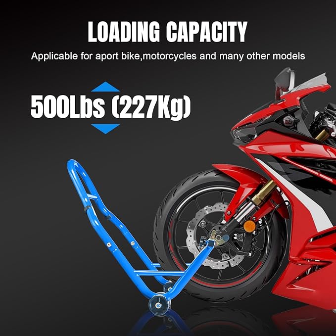 Jack Boss Motorcycle Stand Rear Combo Wheel Lift Stand, 500Lbs Capacity,Swingarm Spool Paddock Stand for Sport Bike,Fit for Yamaha, for Honda, Suitable for Kawasaki Light Blue