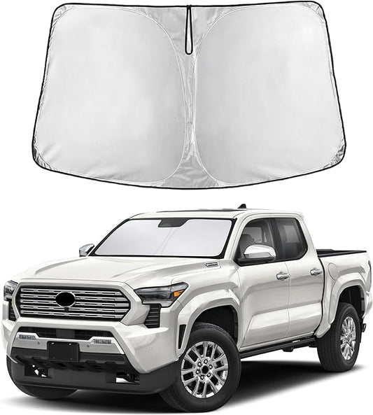 EcoNour Windshield Sunshade Compatible for Toyota Tacoma 2024 2025 2026, Sun Visor for Front Windshield & Window Sun Shade Cover, UV Heat Blocker & Protector, Car Accessories