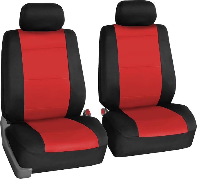 FH Group Waterproof Neoprene Car Seat Covers Front Set – Universal Fit Front Seat Covers with Storage Pockets, Airbag Compatible Automotive Seat Covers for Cars, SUVs & Vans, Red