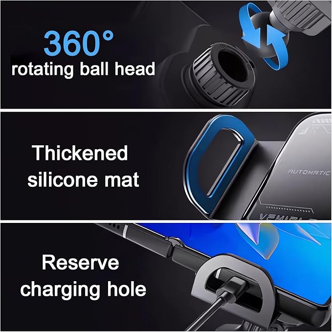 High Intelligent Mobile Phone/Pad Holder,Wireless Car Charger Fast Charging Phone Holder, 2 in 1 Auto Rotating Phone Holder,Compatible with Foldable Phones. (Black)