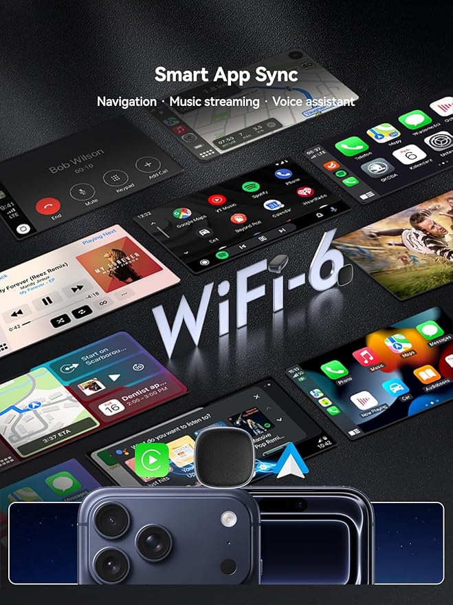 Wireless CarPlay & Android Auto Adapter USB-C with Smart Button, 2-in-1 CarPlay Wireless Adapter for iPhone & Android, One-Click Reset & Device Switch, 5GHz WiFi, Auto Reconnect, Plug & Play
