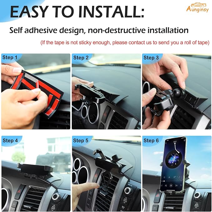 Car Phone Mount Compatible with Toyota Tundra/Sequoia 2007-2013 Center Console Air Outlet Vent Upper Panel Mobile Phone Holder Dashboard Hands-Free Universal Cell Phones Navigation Bracket Accessories